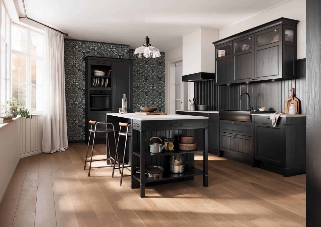 Cuisine noire ilot central