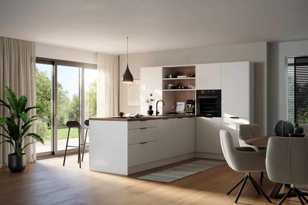 cuisine ilot central blanc