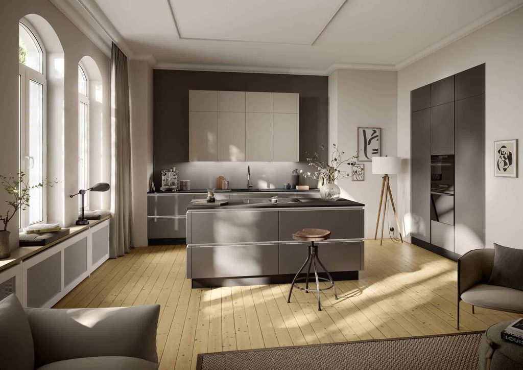 cuisine gris et blanc ilot central
